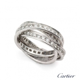 Cartier 18ct White Gold Diamond Trinity de Cartier Ring Size 52 B4106200